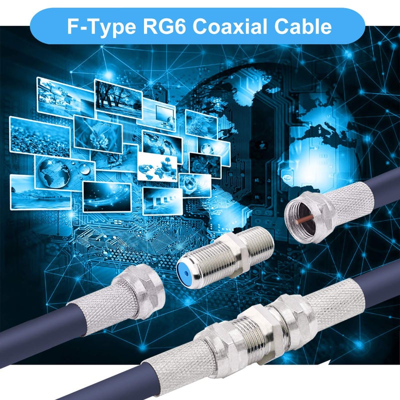 Saisn موصل كابل متماسك SAISN F81 3GHz F-Type محول تمديد كابل RG6 (عبوة من 5، فضي) - Image 2